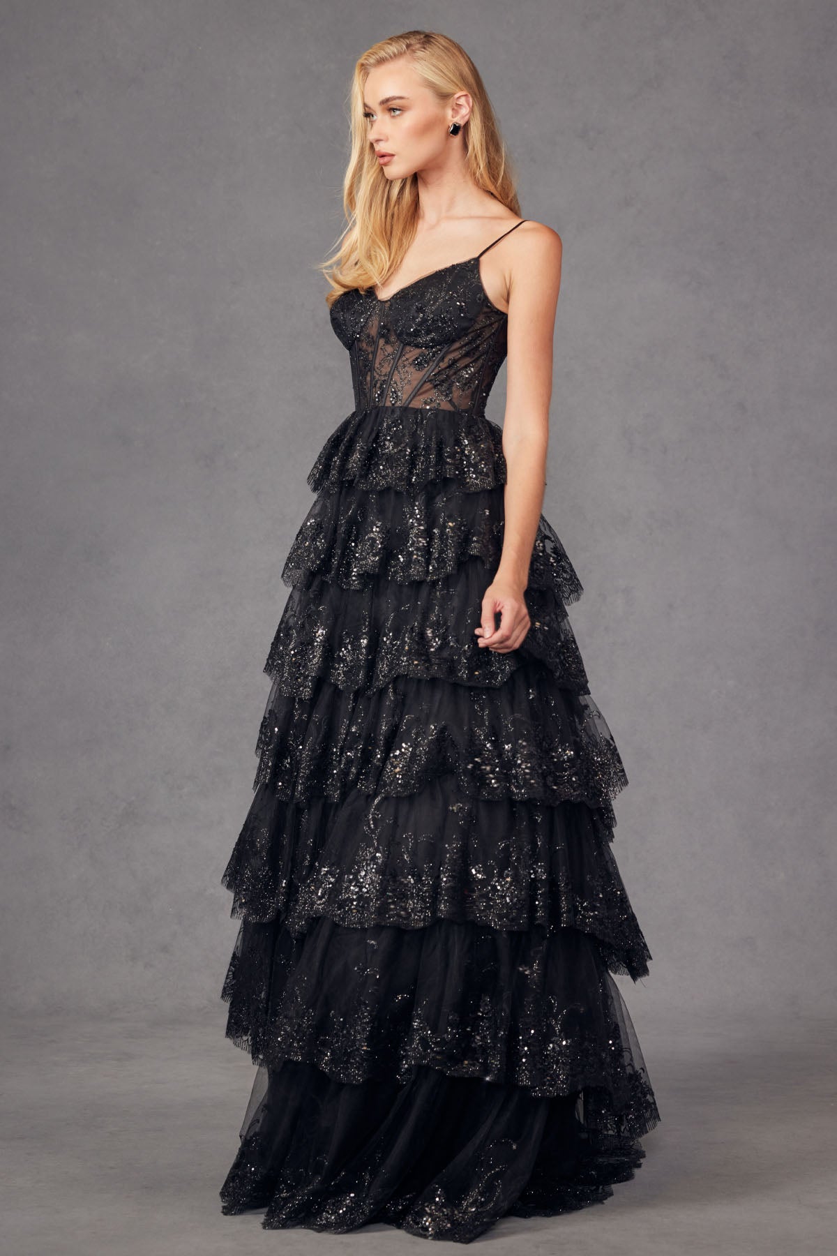 Glamorous Tiered Prom Dress_JU 2454K