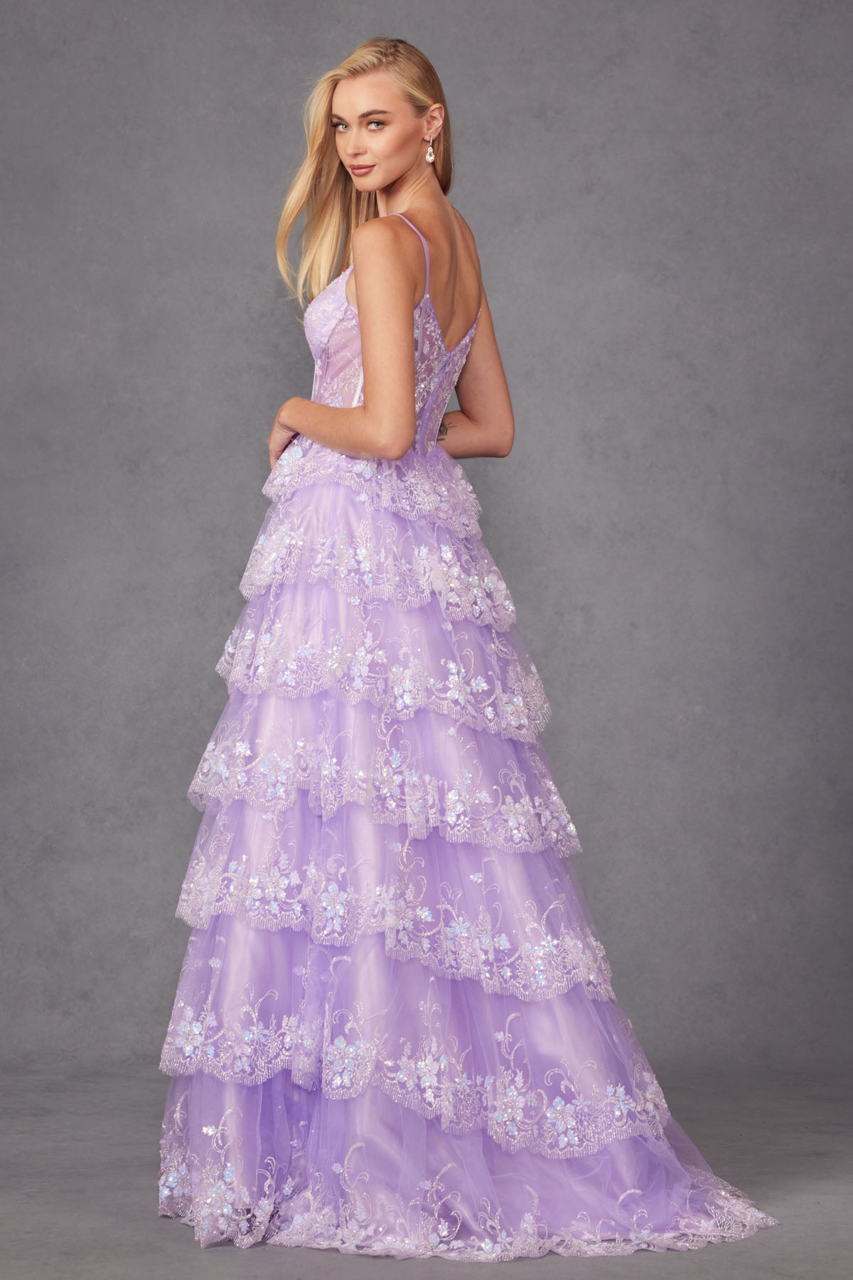 Glamorous Tiered Prom Dress_JU 2454K
