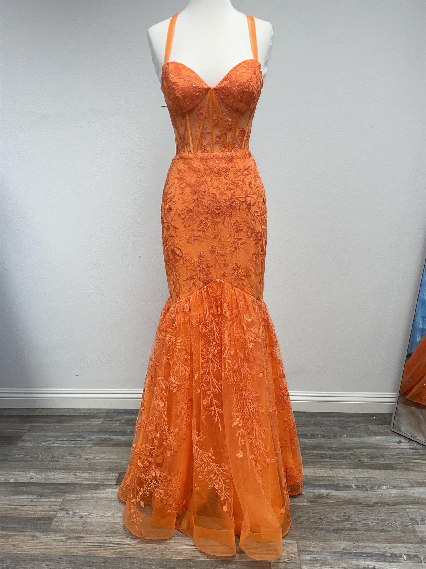 Mermaid Lace Prom Dress with Straps_NX T1339