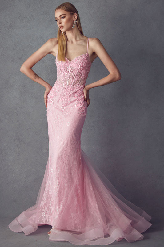 Elegant Lace Mermaid Prom Dress_JU 250