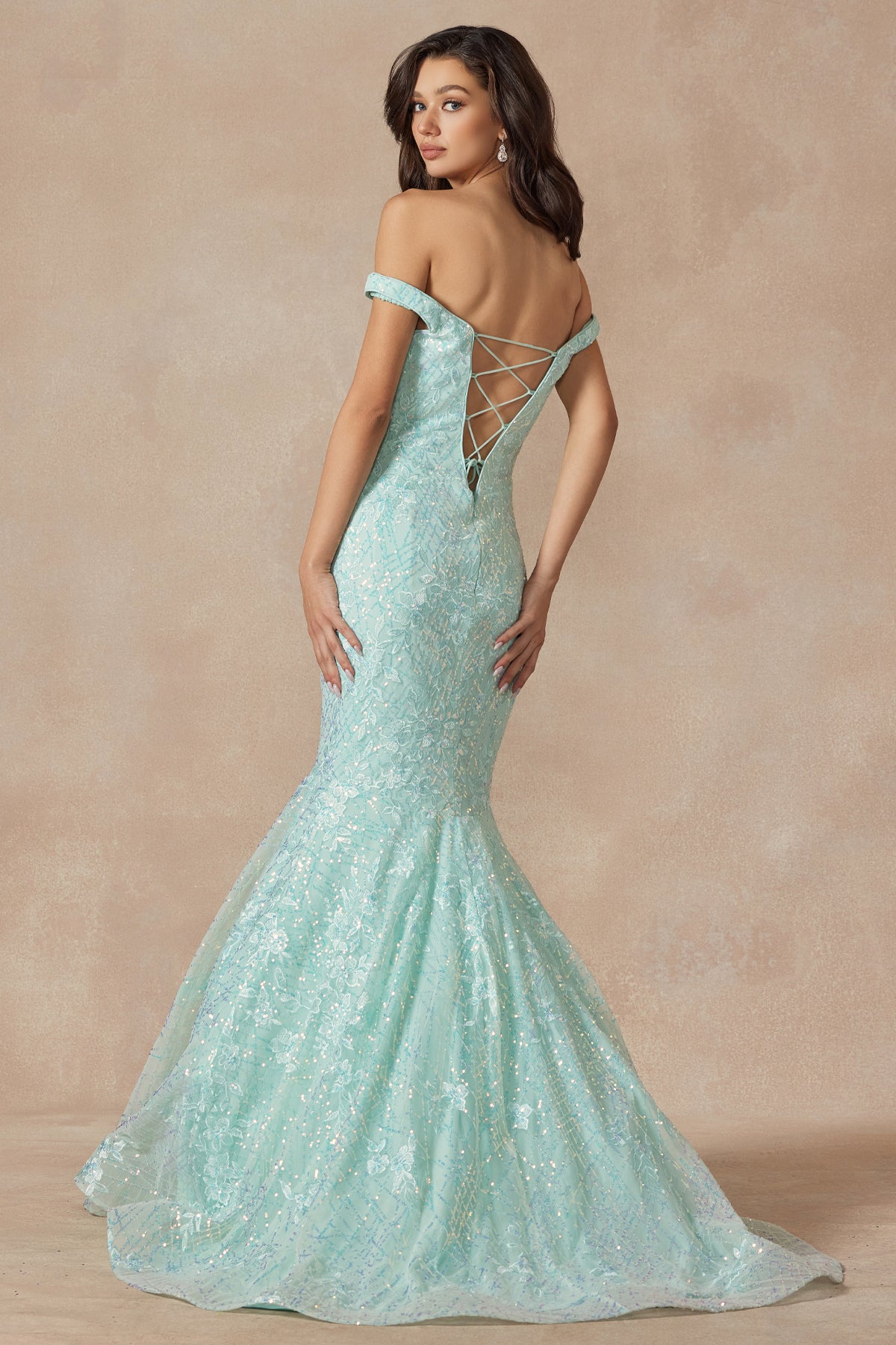 Elegant Off-Shoulder Sequin Prom Dress_JU 2412