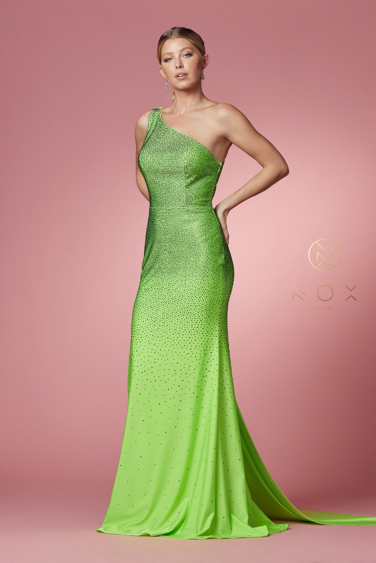 Elegant One-Shoulder Prom Dress with Cape_NX E1039