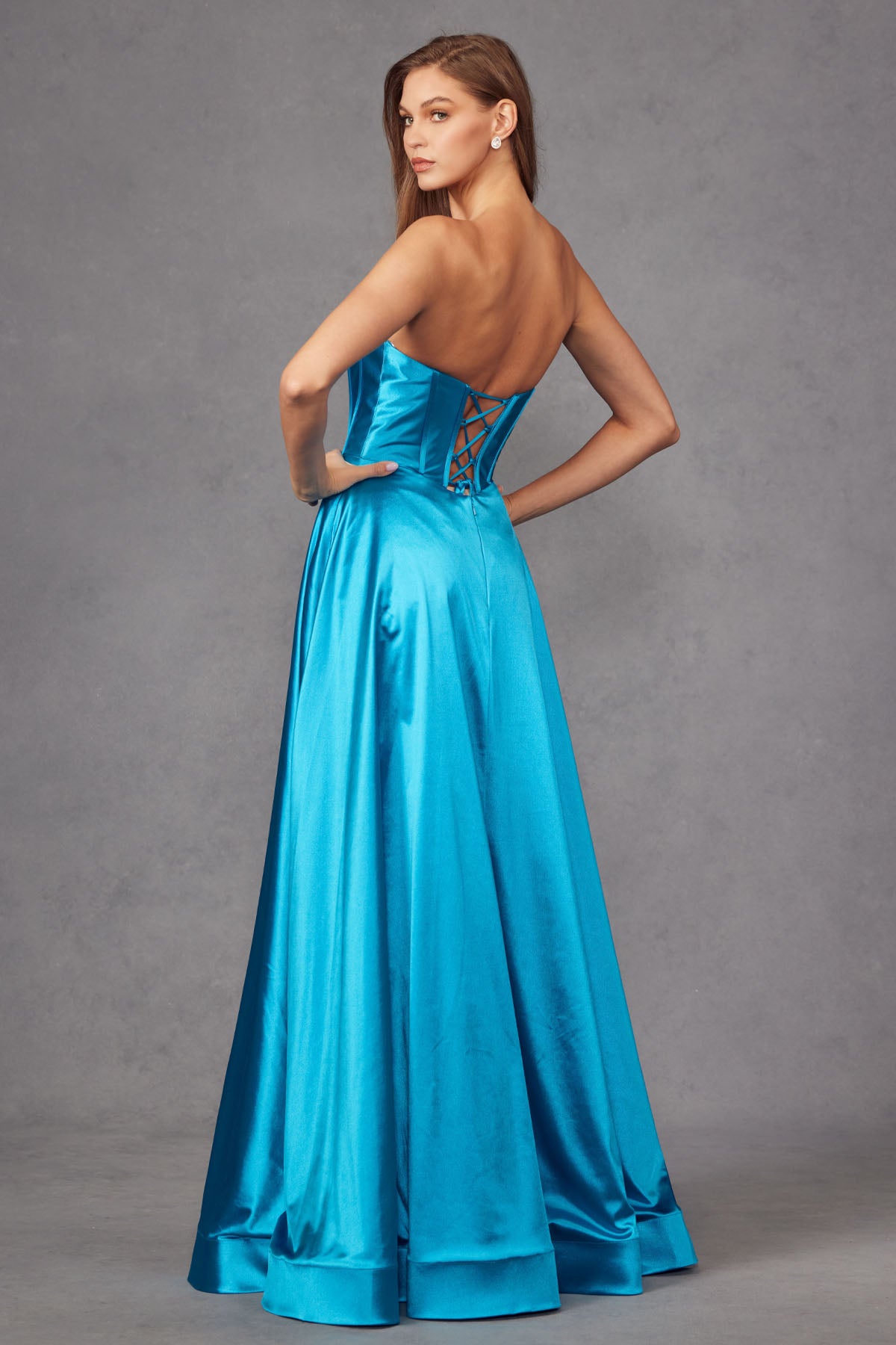 Elegant Sweetheart Satin Prom Dress_JU 2435A