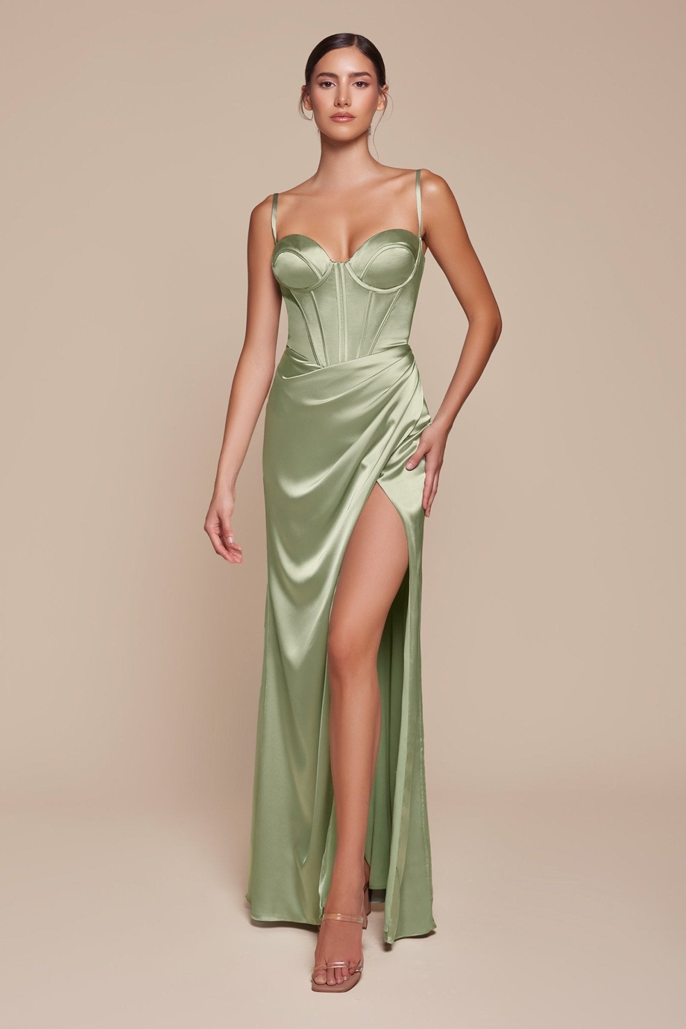 Elegant Satin Prom Dress with Slit_LD 7495