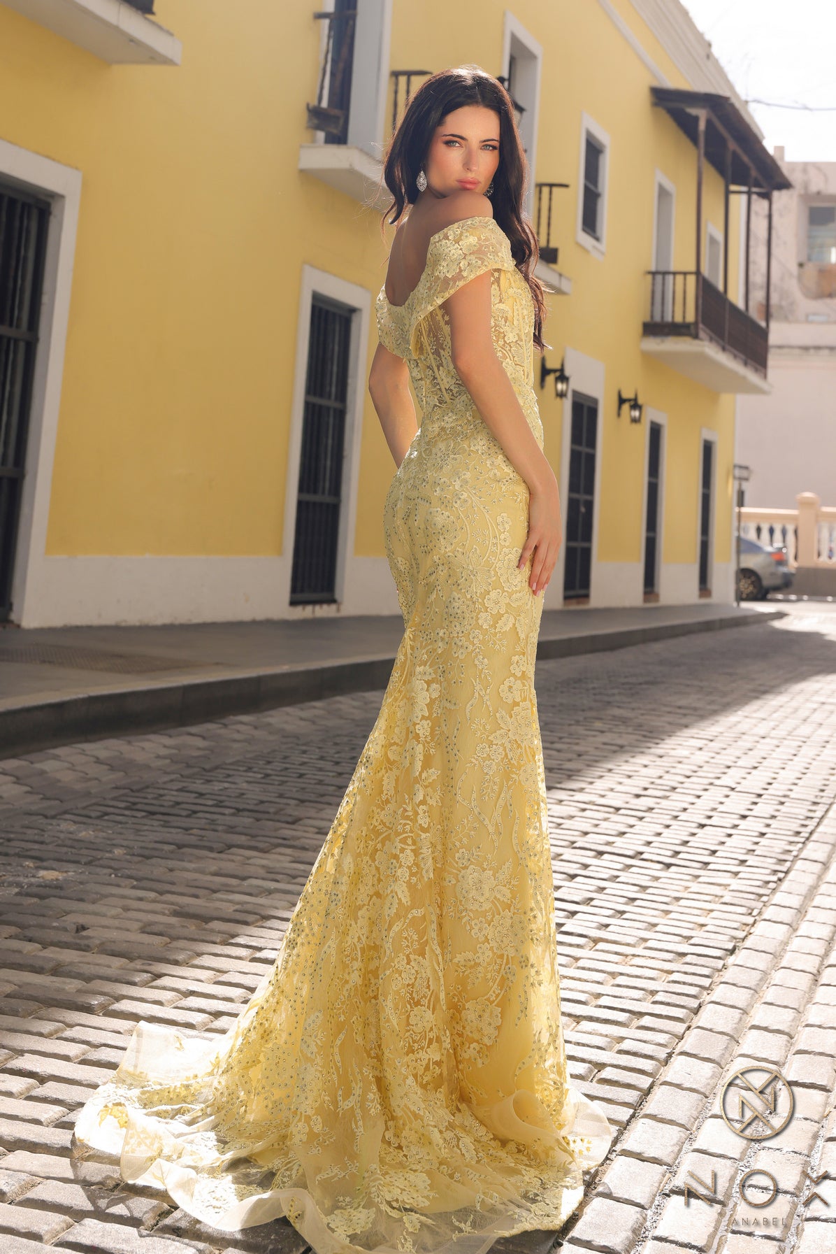 Elegant Off-Shoulder Floral Prom Dress_NX C1455