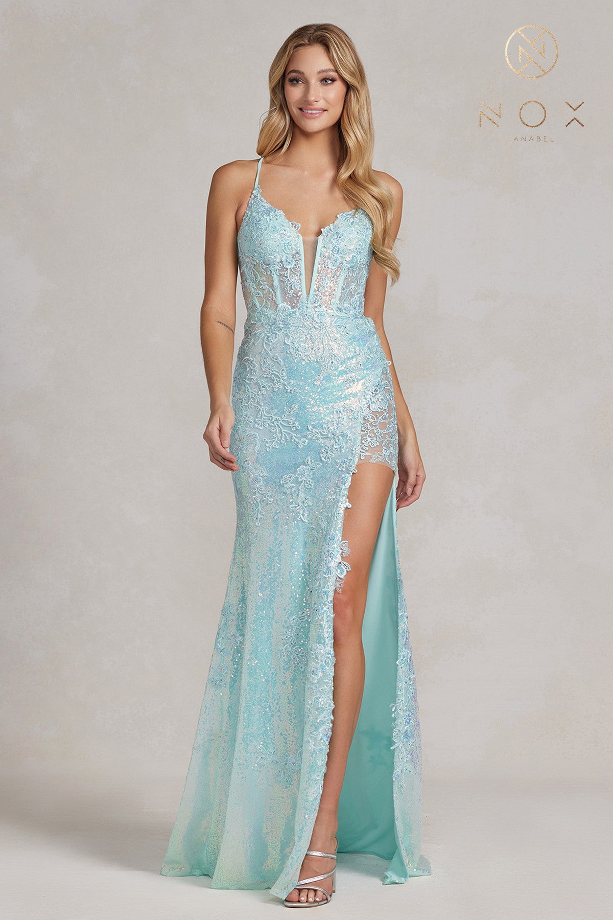 Elegant Lace Prom Dress with Slit_NX D1157