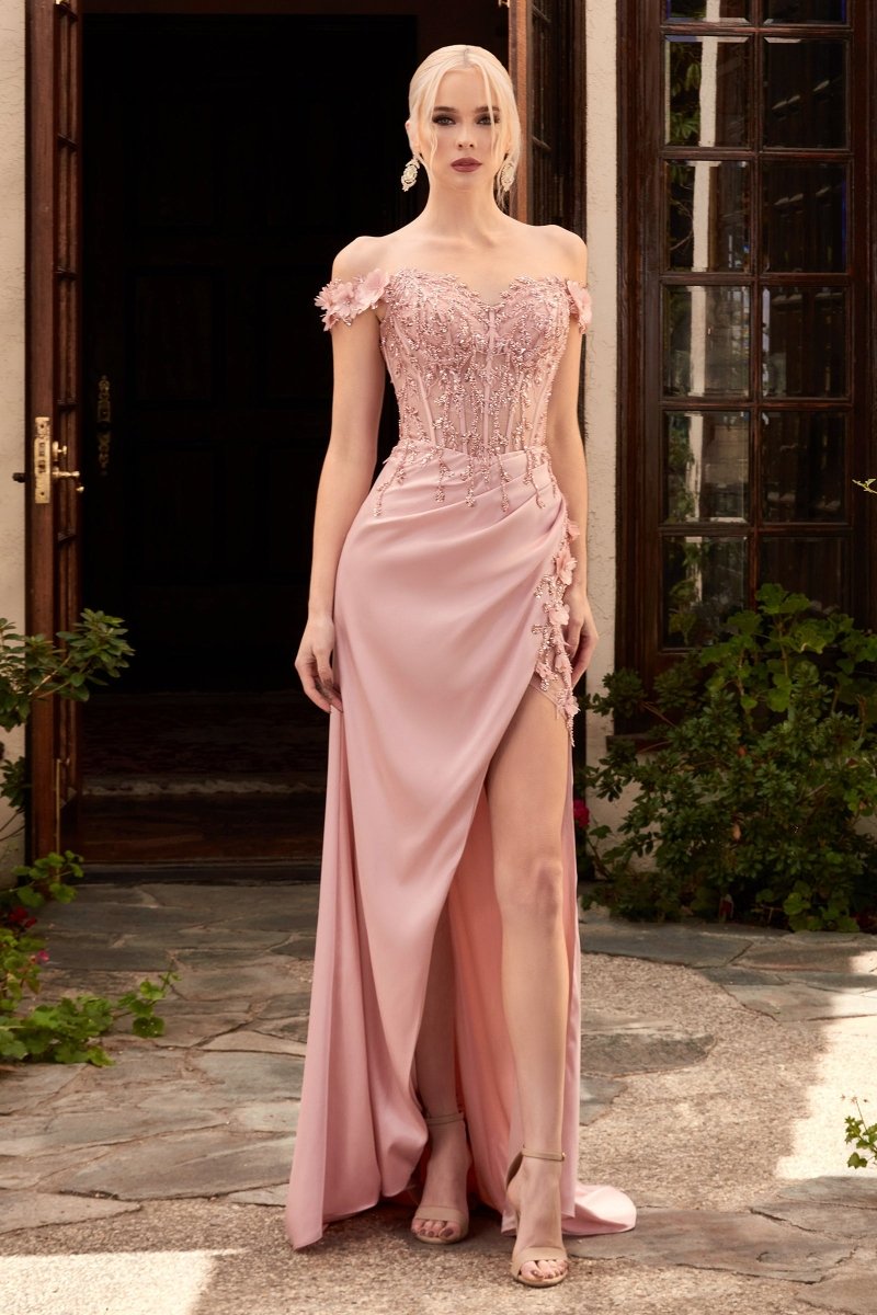 Elegant Off-Shoulder Embellished Prom Dress_LD CD0186