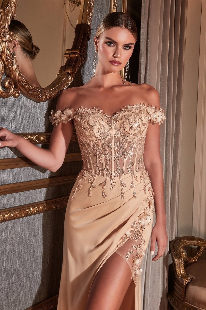 Elegant Off-Shoulder Embellished Prom Dress_LD CD0186