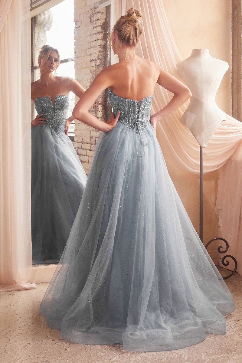 Elegant Strapless Sequin Prom Dress_LD CD0217