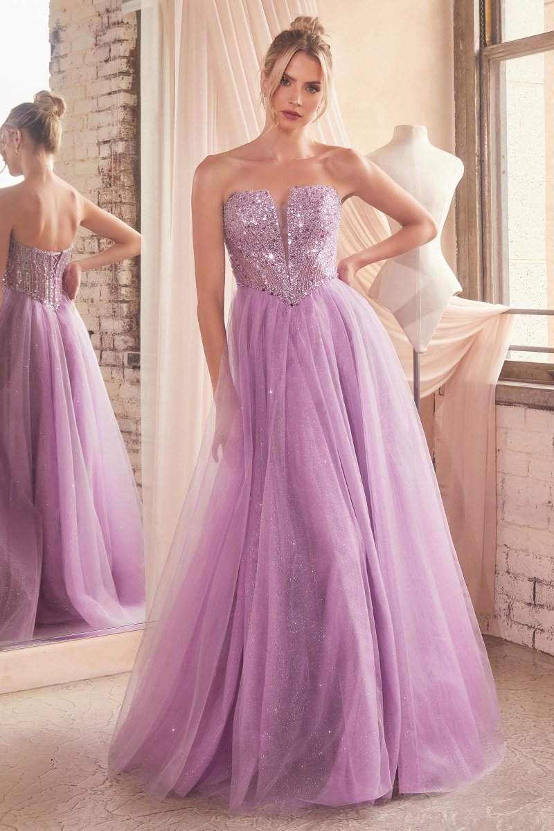 Elegant Strapless Sequin Prom Dress_LD CD0217