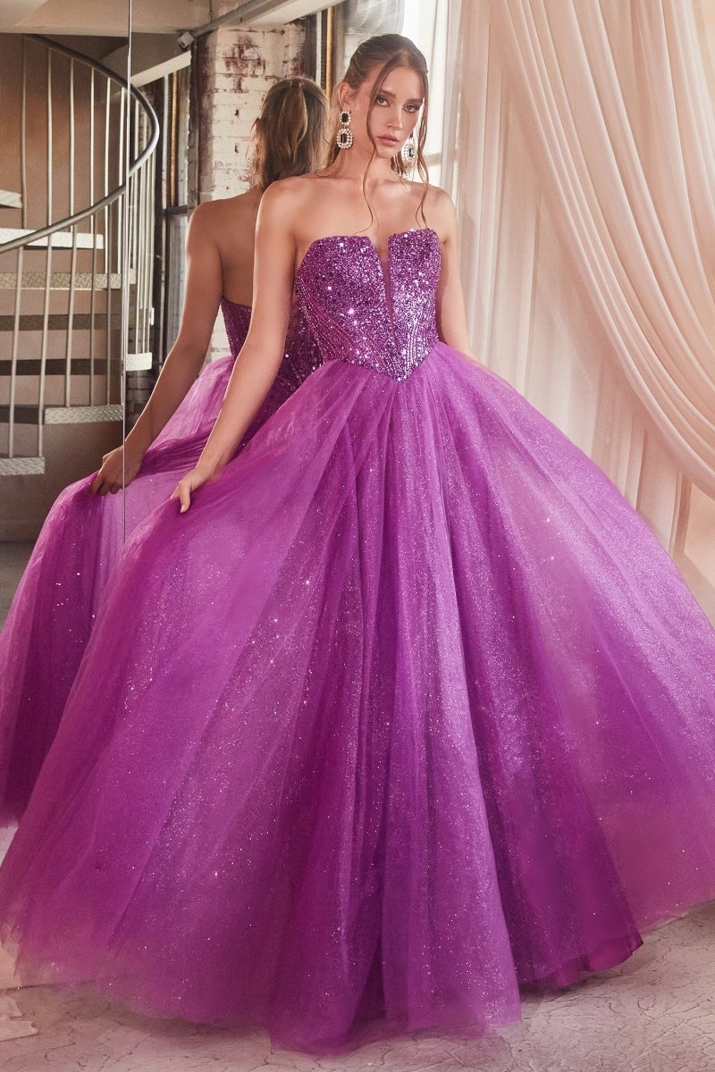 Elegant Strapless Sequin Prom Dress_LD CD0217