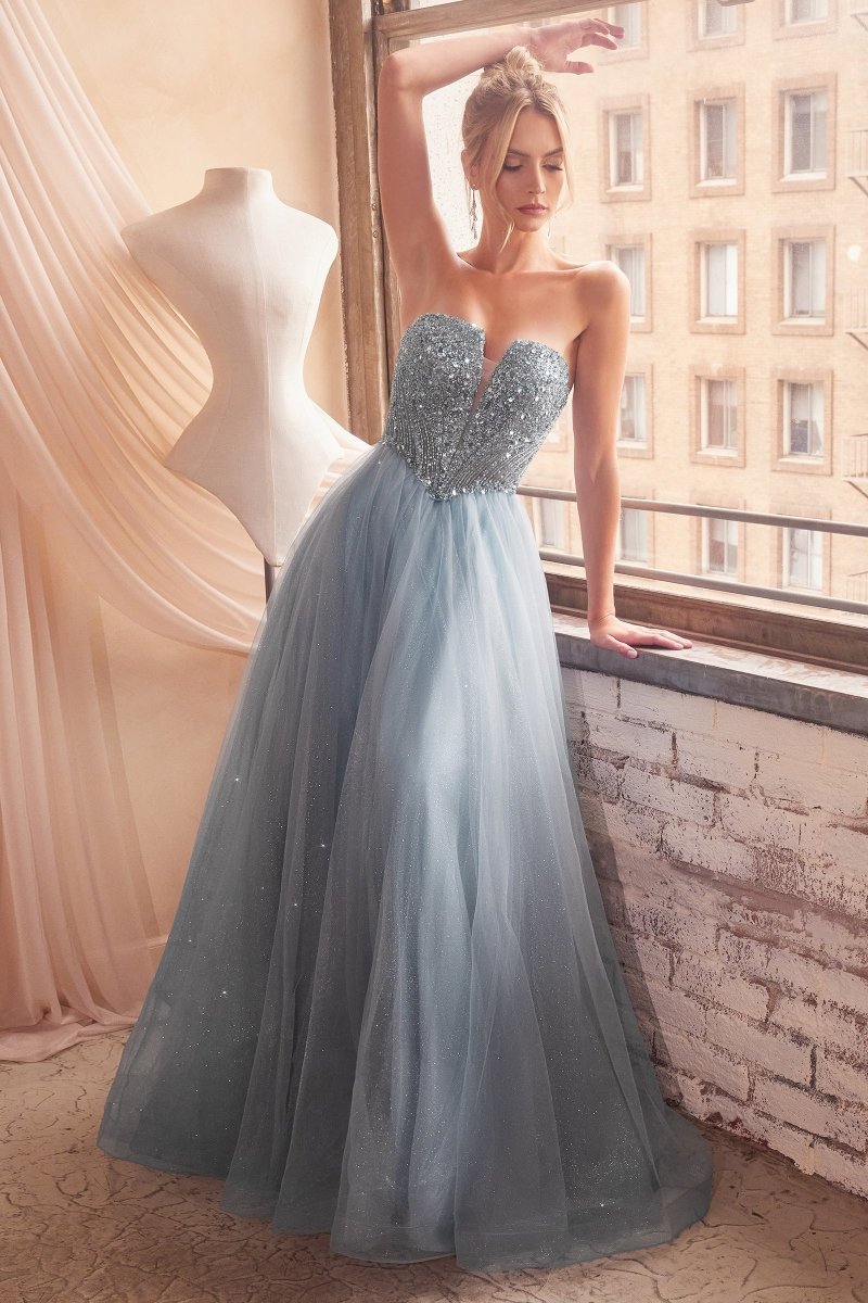 Elegant Strapless Sequin Prom Dress_LD CD0217