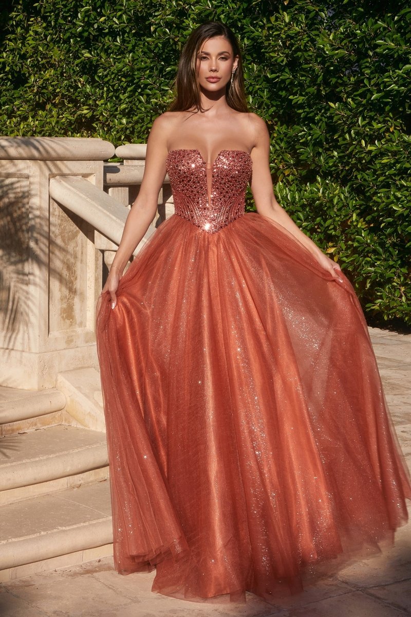 Elegant Strapless Sequin Prom Dress_LD CD0217