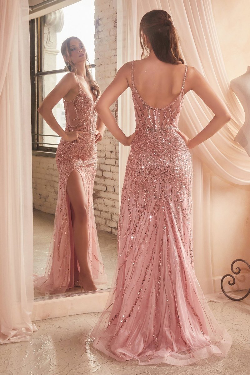 Sparkling Sequin Prom Dress with Slit_LD CD0220