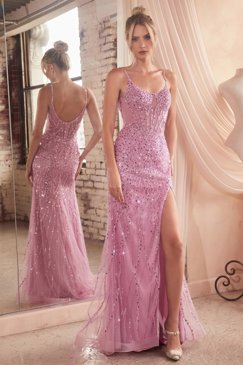 Sparkling Sequin Prom Dress with Slit_LD CD0220