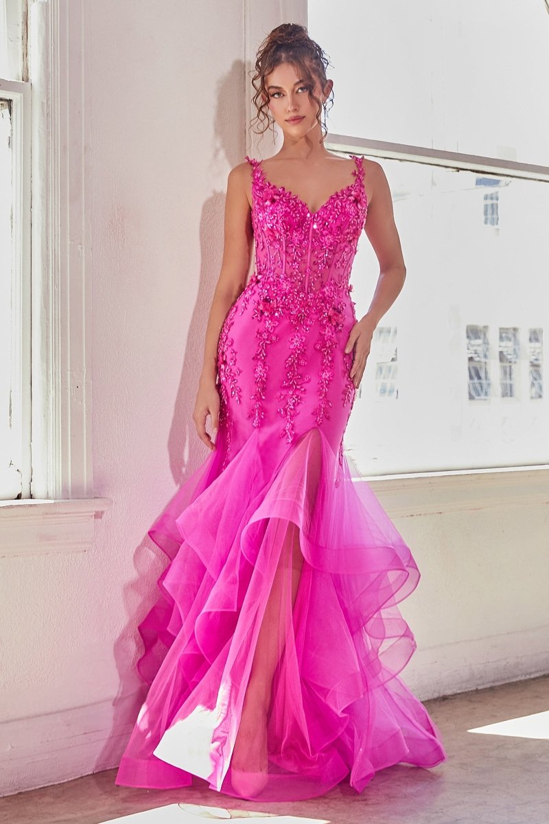 Elegant Floral Embellished Prom Dress_LD CD331