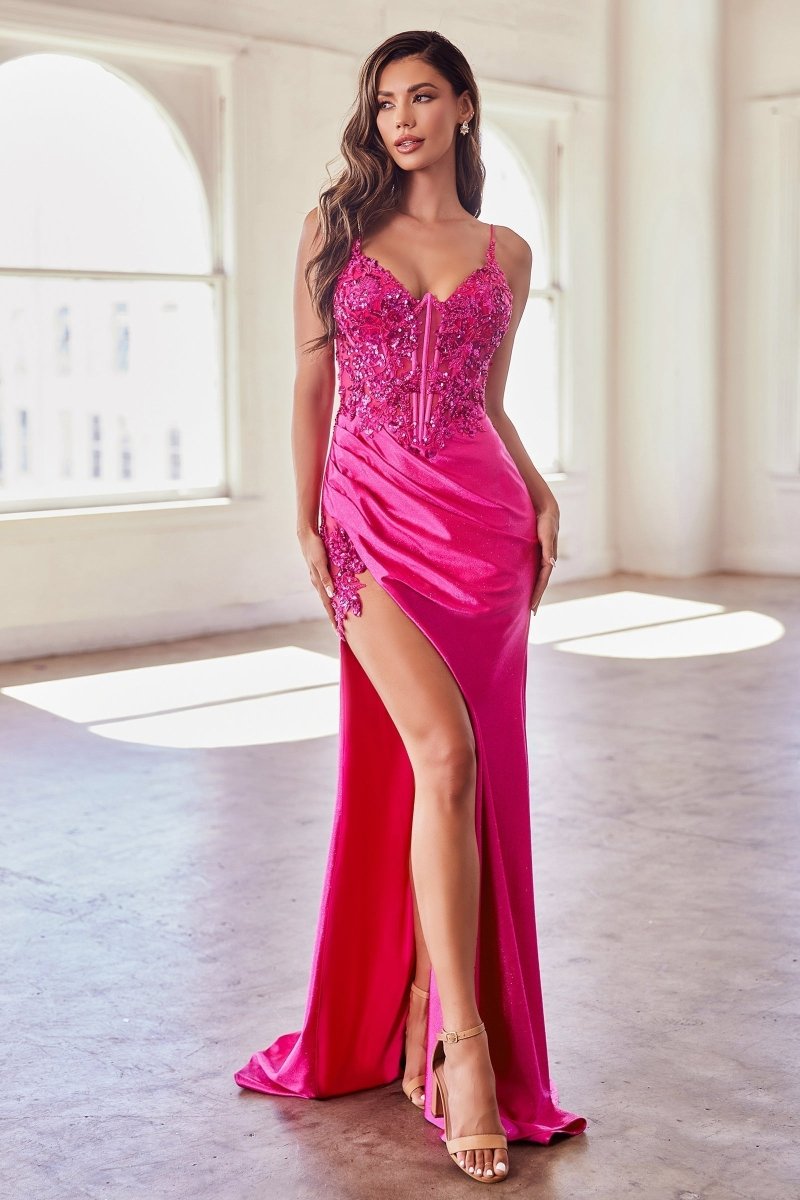 Striking Sequin Prom Dress with High Slit_LD CDS439