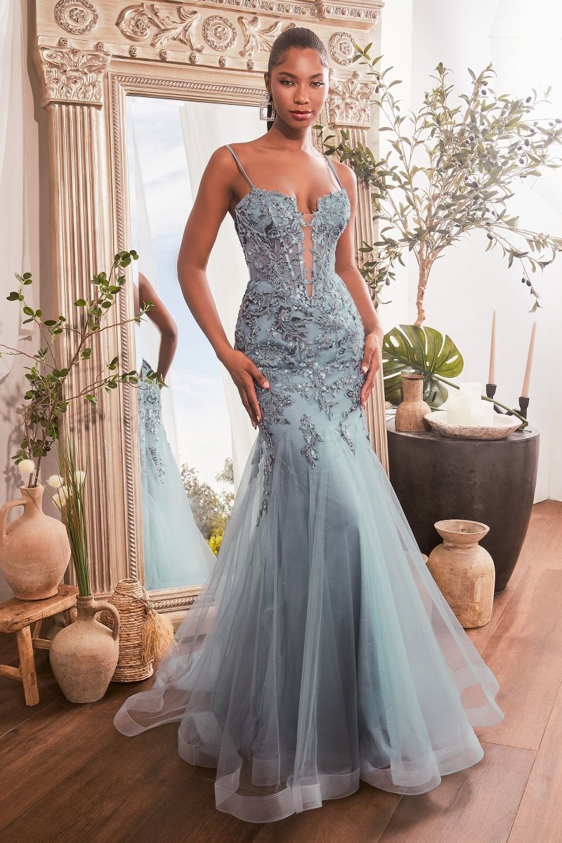 Embroidered Lace Mermaid Prom Dress_LD CDS488