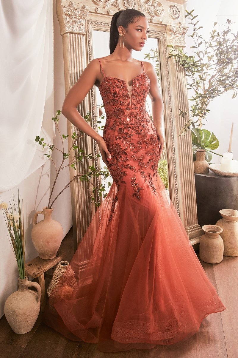 Embroidered Lace Mermaid Prom Dress_LD CDS488